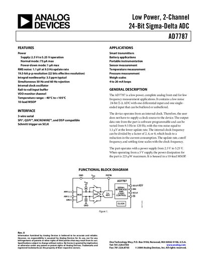 Analog Devices AD7787 Datasheet - cover page