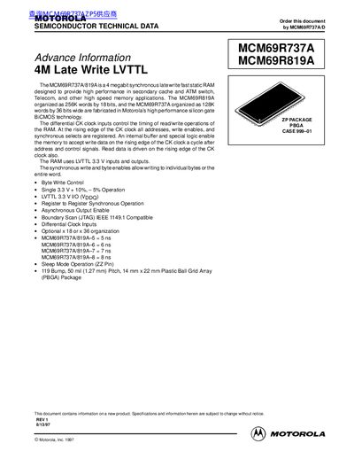 MOTOTOLA MCM69R737A/MCM69R819A handbook - cover page