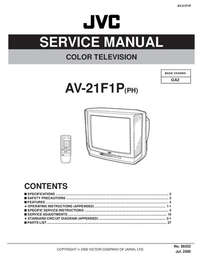 JVC AV-21F1P Color Television Service Manual - cover page