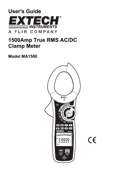 EXTECH MA1500 True RMS AC/DC Clamp Meter User's Guide