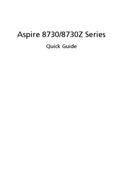 Acer Aspire 8730/8730Z Series Quick Guide - cover page