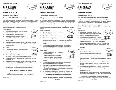 Extech HDV-WTX Wireless Transmitter User Guide - cover page