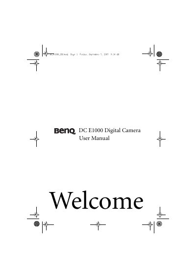 BenQ DC E1000 Digital Camera User Manual - cover page