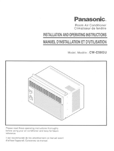 Panasonic CW-C50GU Room Air Conditioner Installation and Operating Instructions - cover page