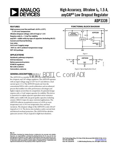 Analog Devices ADP3339 Datasheet - cover page