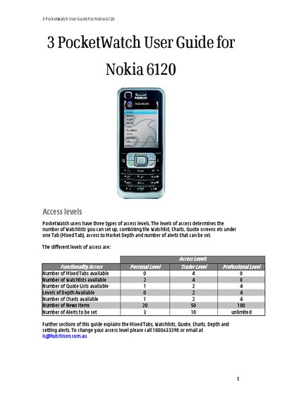 Nokia 6120 PocketWatch User Guide - cover page