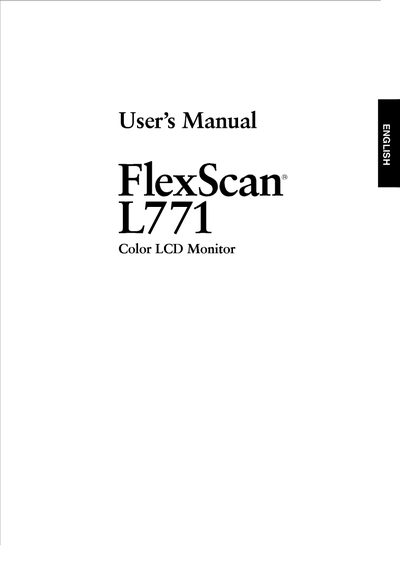 EIZO FlexScan L771 Color LCD Monitor User Manual - cover page