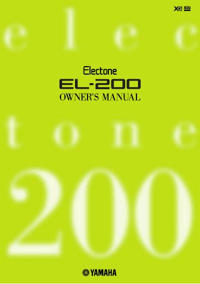 Yamaha EL-200 Electone Owner's Manual - cover page