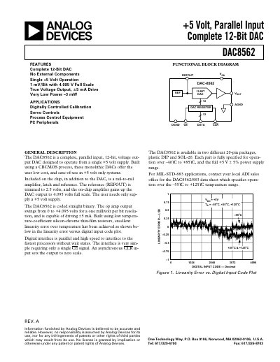 Analog Devices DAC8562 DAC Product Handbook Rev A - cover page