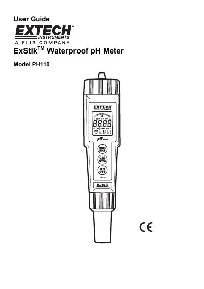 Extech PH110 ExStik Waterproof pH Meter User Guide - cover page