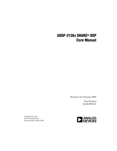 Analog Devices ADSP-2126x SHARC DSP Core Manual - cover page