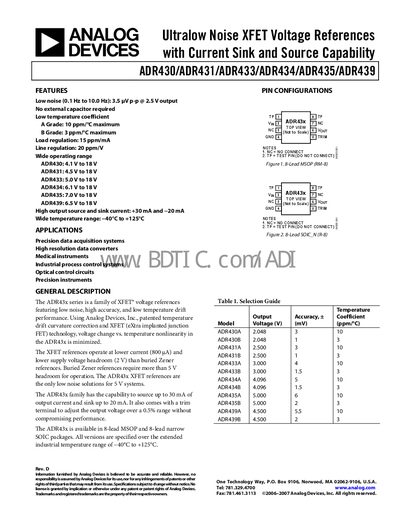 Analog Devices ADR430/ADR431/ADR433/ADR434/ADR435/ADR439 Datasheet - cover page