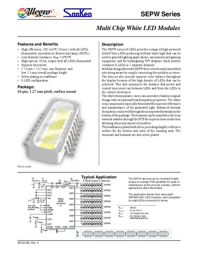 Sanken SEPW Series Multi Chip White LED Modules Datasheet - cover page