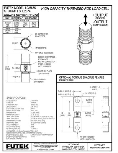 Futek LCM675 Data Sheet - cover page