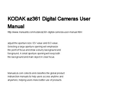 Kodak az361 Digital Camera User Manual
