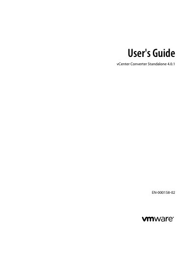 VMware vCenter Converter Standalone 4.0.1 User's Guide