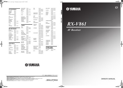 Yamaha RX-V861 AV Receiver Owner's Manual - cover page