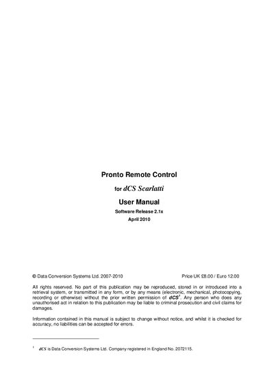 Philips Pronto TSU9400 Remote Control User Manual - cover page