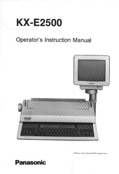 Panasonic KX-E2500 Electronic Typewriter Operator's Instruction Manual - cover page