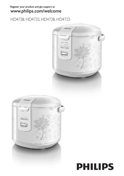 Philips HD4738/HD4733/HD4728/HD4723 Rice Cooker User Manual - cover page