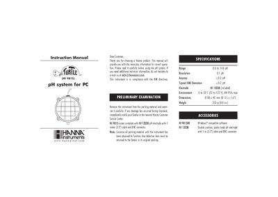 Hanna Instruments HI 9815 pH System for PC Instruction Manual - cover page