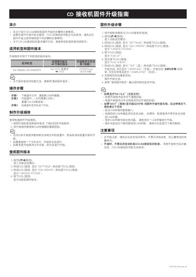 CD Receiver Firmware Upgrade Guide for KD-R880B and KD-R980BTS - cover page