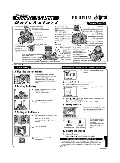 Fujifilm FinePix S5 Pro Owner's Manual - cover page