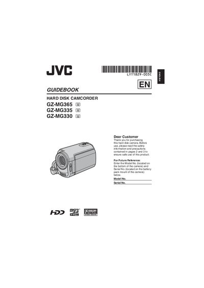 JVC GZ-MG365/GZ-MG335/GZ-MG330 User Manual - cover page