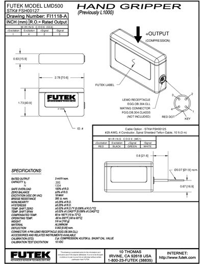 Futek LMD500 Data Sheet - cover page