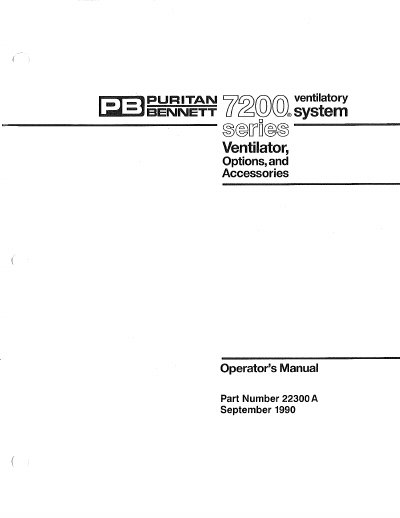 Puritan-Bennett 7200 Series Ventilator Operator's Manual - cover page