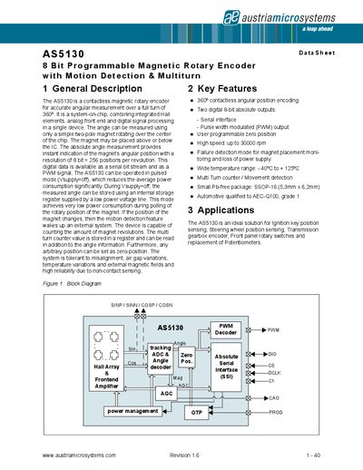 Austriamicrosystems AS5130 Datasheet - cover page