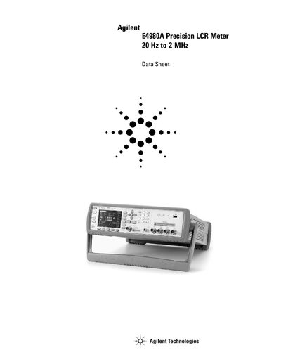 Agilent E4980A Precision LCR Meter Data Sheet - cover page