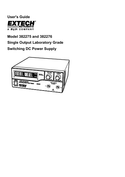 EXTECH 382275/382276 USER'S GUIDE - cover page