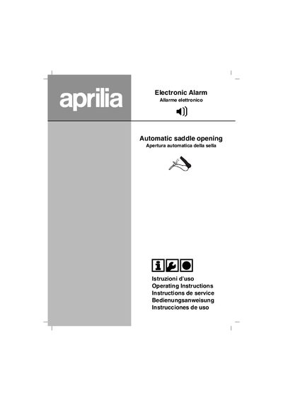 aprilia Scarabeo 400-500 042007_2008 Electronic Alarm sw 3.8 Manual - cover page
