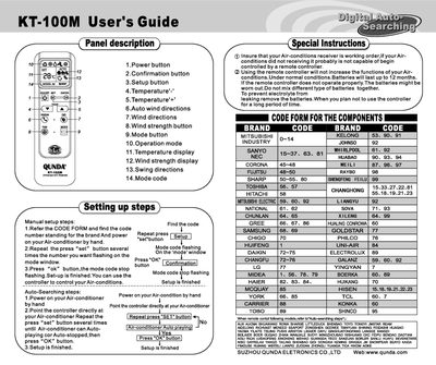 Qunda KT-100M Remote Controller User Manual - cover page