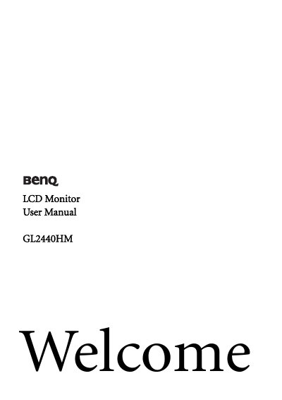 BenQ GL2440HM LCD Monitor User Manual - cover page