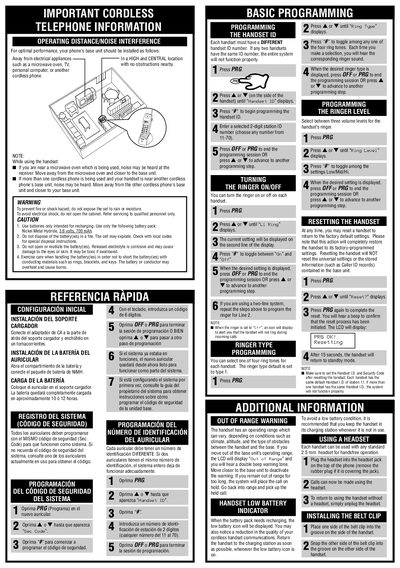 Generic Cordless Telephone Handset MH-202 Owner's Guide - cover page