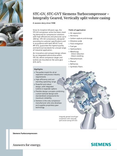 Siemens STC-GV Compressor Series Product Leaflet - cover page