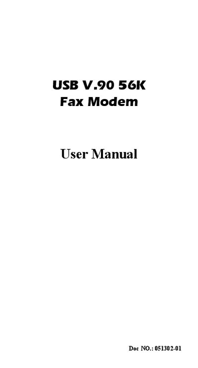 USB V.90 56K Fax Modem User Manual - cover page