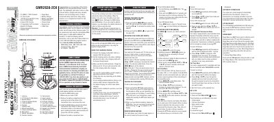 Uniden GMR2638-2CK GMRS Radio Reference Guide - cover page