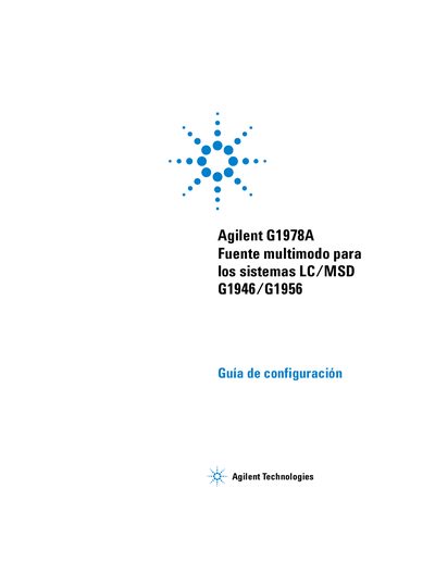 Agilent G1978A Fuente multimodo para los sistemas LC/MSD G1946/G1956 Manual - cover page