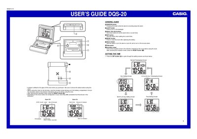 Casio DQS-20 Digital Clock User's Guide - cover page