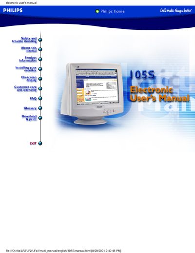 Philips 105S Color Monitor User Manual - cover page