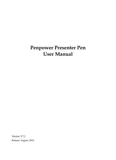 Penpower Presenter Pen V7.2 User Manual - cover page