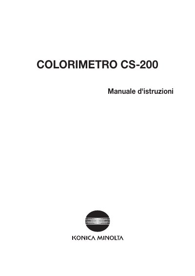 Konica Minolta CS-200 Colorimeter Instruction Manual
