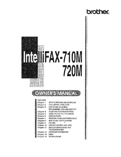 Brother Intelli FAX-710M/720M Owner's Manual - cover page