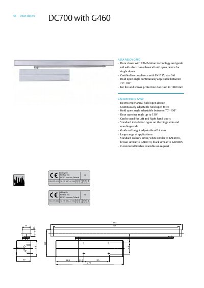 ASSA ABLOY DC700 with G460 Door Closer Product Leaflet - cover page