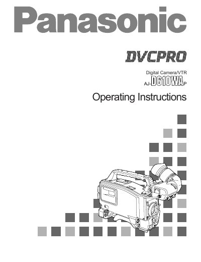 Panasonic AJD610WA Professional Camcorder Operating Instructions - cover page