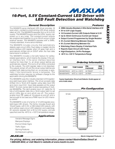 Maxim MAX6979 16-Port LED Driver Datasheet - cover page