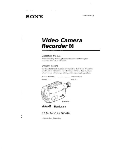 Sony CCD-TRV30/40 Camcorder Operation Manual - cover page